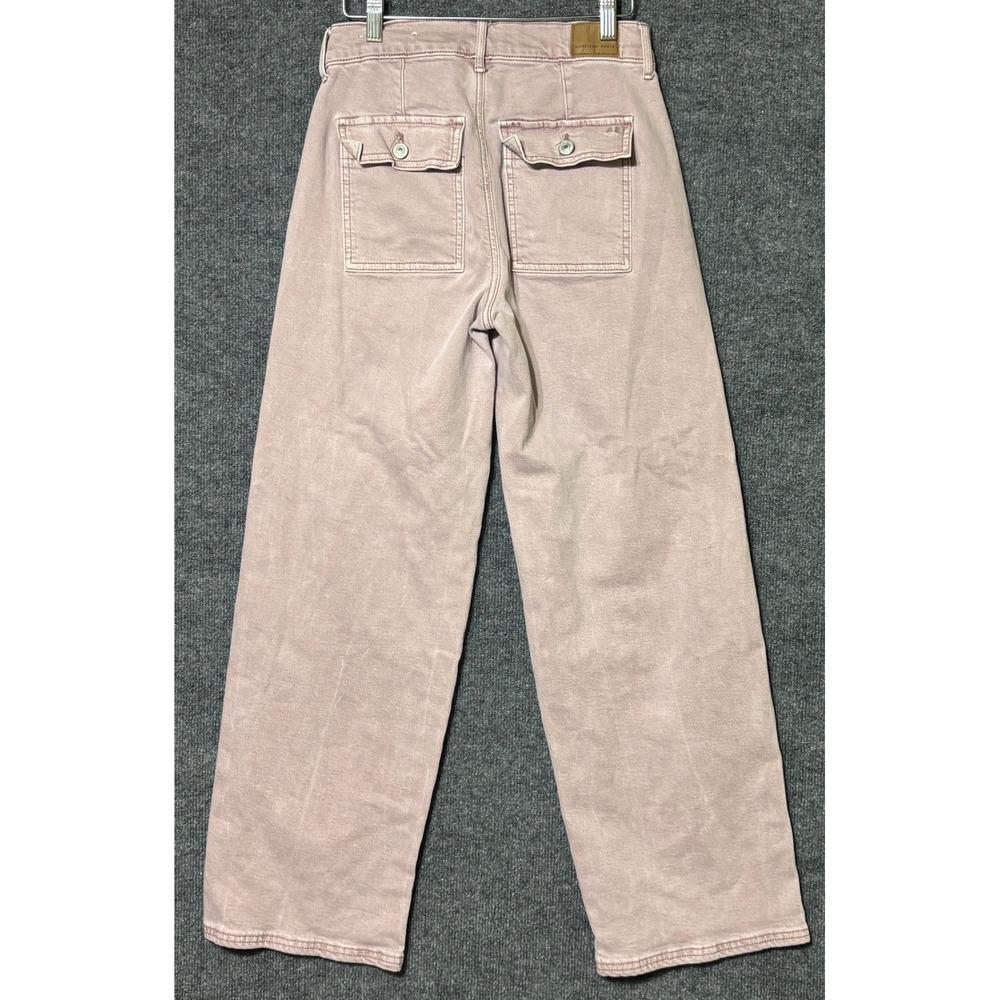 American Eagle Skater Jeans Women Size 2 High Rise Wide Leg Mauve - Picture 2 of 12